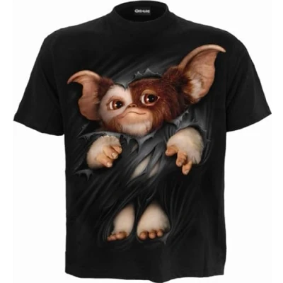 Afbeelding van WB Studio Gremlins Gizmo T shirt afdruk op voorkant zwart L