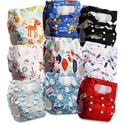 Afbeelding van Littles and Bloomz Herbruikbare baby broekluiers, standaard drukknoop, 9 luiers, FLV2 0906