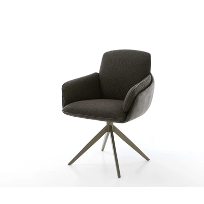Afbeelding van DELIFE Draaistoel Luan Flex met armleuning materiaalmix zwart kruisframe breed afwerking titanium 360 draaibaar rocker functie