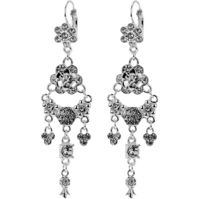 Afbeelding van Behave Oorbellen hangers zilver kleur met bloemetjes