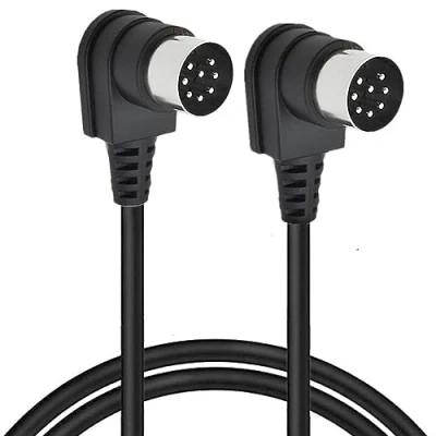 Afbeelding van HUHANGGod Dual 90 graden hoek, grote 8 pins DIN stekker naar mannelijke luidspreker, audiokabel, 2 x verlengkabel voor Bang en Olufsen B&amp;O PowerLink BeoLab (1,5 meter)