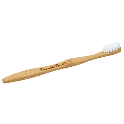 Afbeelding van The Humble Co Tandenborstel bamboe medium wit 1 stuks