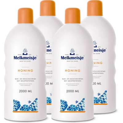 Afbeelding van 4x Melkmeisje Bad en Douche Creme Honing 2000 ml
