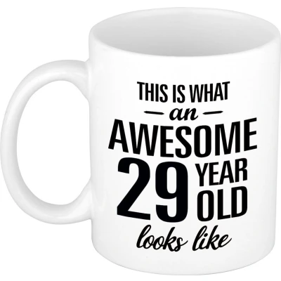 Afbeelding van Awesome 29 year cadeau mok / verjaardag beker 300 ml feest mokken