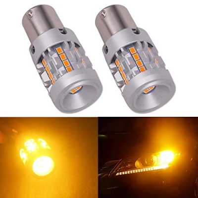 Afbeelding van HSUN BAU15S PY21W 7507 1056 LED lampen, Ingebouwde Sterke Canbus Foutvrij Geen Hyper Knipperend met 26LED SMD3020 Chip Extreem Heldere Lampen Voor Auto Richtingaanwijzer Alleen Amber/Oranje 2 Pack