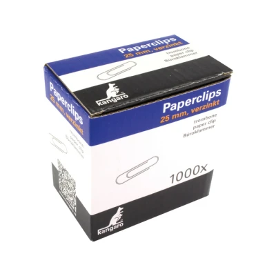 Afbeelding van Kangaro Papierklemmen 25 Mm Rond Verzinkt, Doos 1000 Stuks