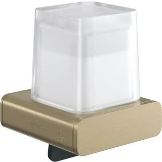 Afbeelding van Geesa shift zeepdispenser 200 ml goud geborsteld met gesatineerd glas 919916 07