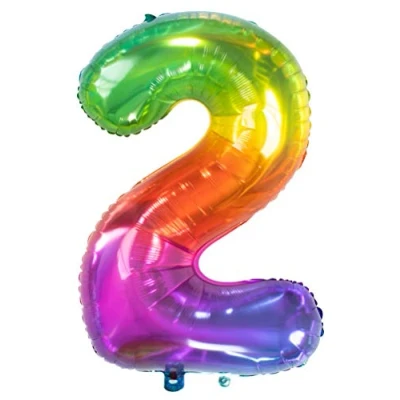Afbeelding van Helium ballon Yummy Gummy regenboog cijfer 2 81cm