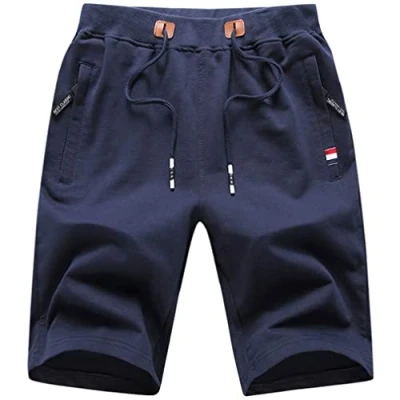 Afbeelding van Cozyan Sportbroek Heren Korte Broek Shorts Sport Katoen Met Zakken, blauw, L