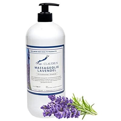 Afbeelding van Massageolie Lavendel 1 liter met gratis pomp 100% natuurlijk biologisch en koud geperst