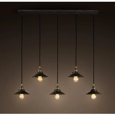 Afbeelding van Industrieel Design Hanglamp 5 Kappen Zwart