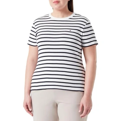 Afbeelding van Tommy Hilfiger NEW SLIM CODY Tshirt print, Dames, Maat: XXS, Ecru/desert sky