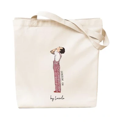 Afbeelding van Loxato stoffen tas bedrukt katoenen 100% b 35 x h 42 d 8 cm draagtas canvasstof 220 g/m2 jute boodschappentas lang handvat 70 boodschappentas,