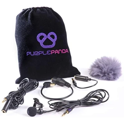 Afbeelding van Purple Panda Lavalier Revers Microfoon Kit Clip on Omnidirectionele Condensator Lav Mic Compatibel met iPhone, iPad, GoPro, DSLR, Zoom/Tascam Recorder, Samsung, Android, PS4