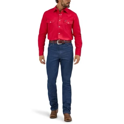 Afbeelding van Wrangler Herren Ms70619 Cowboy Schnitt, Western Arbeitshemd, langärmelig, Schnappverschluss, Feste Oberfläche (1er Pack), Rood, M