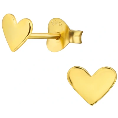 Afbeelding van JoyS Zilveren hartjes oorbellen hartje 5 x 6 mm oorknoppen 14k goudplating / goldplated
