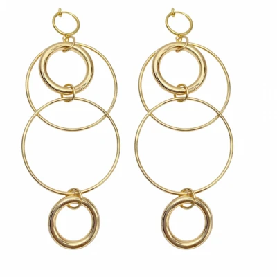 Afbeelding van Klem oorbellen cirkels goudkleur geen gaatje Charme Bijoux