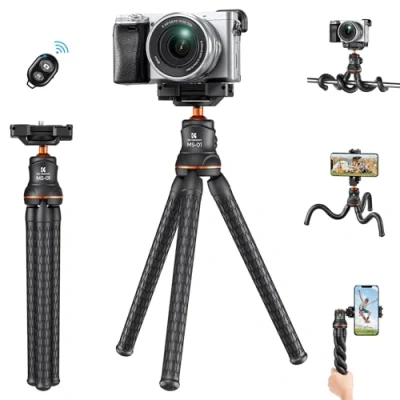 Afbeelding van K&amp;F Concept Statief voor camera telefoon, MS01 Flexibele Octopus met Bluetooth Afstandsbediening, Selfie Stick iPhone Samsung Huawei Canon Nikon Sony DSLR, 360 balhoofd, Gorillapod