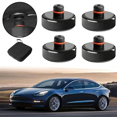 Afbeelding van Bowfar 4 stuks rubberen pads voor de Tesla Model 3/Y/X/S Jack Pad adapter accessoires met opbergdoos, beschermt batterij en chassis