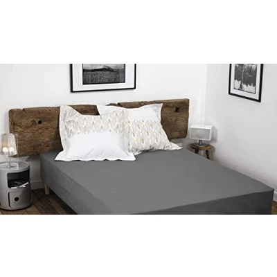 Afbeelding van HOME LINGE PASSION, Hoeslaken, donkergrijs, 140 x 190 cm + 35 cm, 100% katoen, 57 draden/cm²