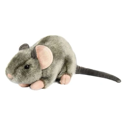 Afbeelding van Uni Toys Muis grijs, liggend 17 cm (lengte) pluche knaagdier dier, knuffeldier