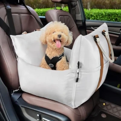 Afbeelding van Pawaboo Hondenautostoel voor kleine honden, waterdichte hondenverhoger auto, huisdier/puppybed, autostoel met vaste gespen en veiligheidsriem, verdikte hondenreisdrager zachte vulling, tot 25