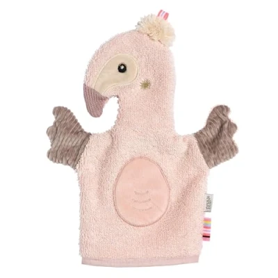 Afbeelding van Fehn washandje Flamingo met dierenmotief voor vrolijk badplezier absorberend en knuffelzacht baby&#039;s kinderen vanaf 0+ maanden