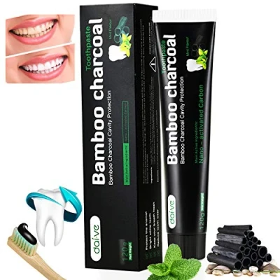 Afbeelding van Tandpasta met actieve kool, zwarte tandpasta, natuurlijke tandbleekmiddel, bamboehoutskool, witte rokers, 120 g