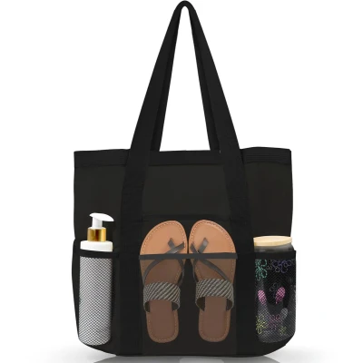 Afbeelding van Ibenzoa® Extra grote opvouwbare strandtas dames met ritssluiting voor vakantie en zwembad