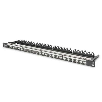 Afbeelding van DIGITUS Patch Panel Modulair Voor Keystone Modules 19 inch 24 poorts Afgeschermd Rackmount 0,5U Zwart