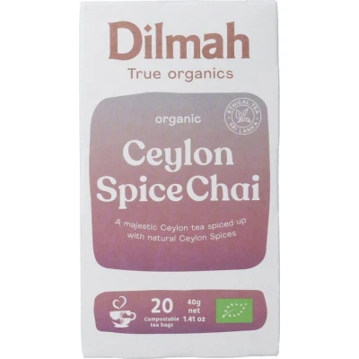 Afbeelding van Dilmah Ceylon spice chai tea bio 20 zakjes