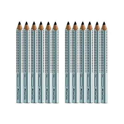 Afbeelding van Faber Castell Jumbo Grip potloden, 12 stuks, zilver