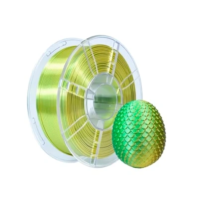 Afbeelding van iBOSS PLA 3D printerfilament, filament 1,75 mm tweekleurig zijdefilament, co extrusie glanzend printfilament 1 kg, geelgroen