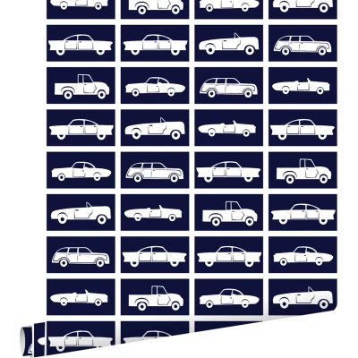 Afbeelding van Leen Bakker ESTAhome Behang Auto&#039;s Marine Blauw 53cm X 10,05 M Vlies