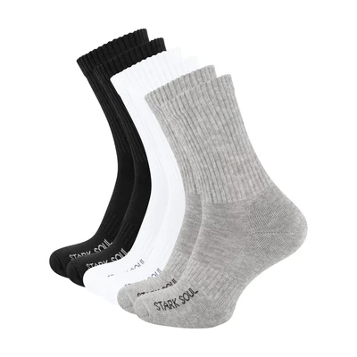 Afbeelding van STARK SOUL 6 paar Crew sportsokken met badstof zool, mix (zwart/wit/grijs), 39 42 EU