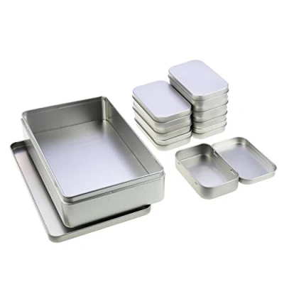 Afbeelding van LJY Rechthoekig leeg scharnier van metaal blikjes containers Basic benodigdheden Home Storage Organizer Mini Box Set