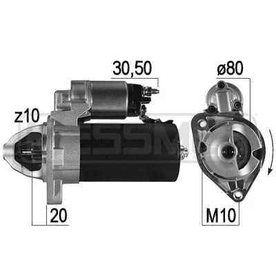 Afbeelding van ERA 221013A Startmotor 12V 2,2kw 10 30 50 80mm JEEP: WRANGLER 3