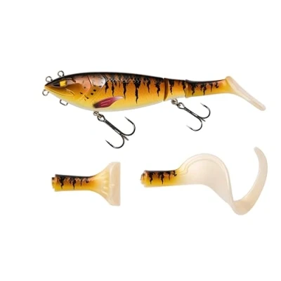 Afbeelding van Berkley Zilla Tailswinger, Vishaak, Hard Kunstaas, Eerste Jointed Tailbait op de Markt Met Verbazingwekkende Zwemactie en Enorme Veelzijdigheid, Roofvisserij, Snoek, Unisex, Motoroil Burbot, 56g, 140mm