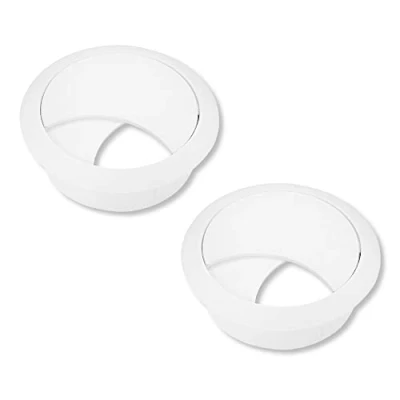Afbeelding van cyclingcolors kabeldoorvoer, kunststof, ronde draadloze boorgat 58 mm, kabeldoorvoer om in te drukken, bureaukanaal, wit, 2 stuks