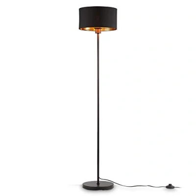 Afbeelding van B.K.Licht Zwart Gouden Vloerlamp voor woonkamer industriële staande lamp binnen staanlamp leeslamp h: 141.5cm met 1 lichtpunt E27 fitting excl. lichtrbon