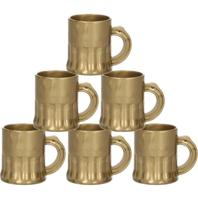 Afbeelding van 10x Gouden kunststof shotglaasjes 2,5 cl Shotglazen