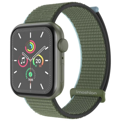 Afbeelding van Apple Watch Nylon+ bandje Donkergroen Geschikt voor Series1/2/3/4/5/6/7/8/9/10/SE (38/40/41 mm) Series 10 (42 Dark Olive