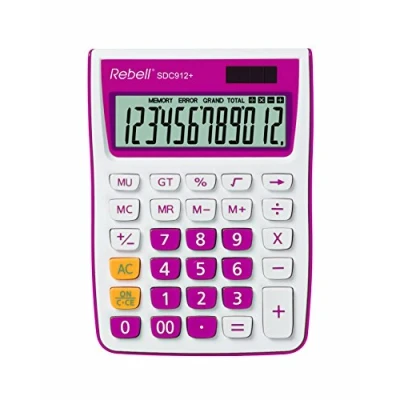 Afbeelding van Rebell RE SDC912PK bureaurekenmachine SDC912, 12 cijferige voor kantoor en thuis, dual werking, roze