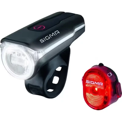 Afbeelding van Sigma Aura 60 met Nugget II achterlicht verlichtingsset BikeTotaal.nl Zwart