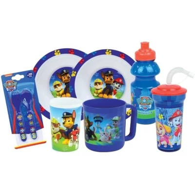 Afbeelding van Serviesset FUN HOUSE PAW PATROL Glas, 2 soepborden Ø16 cm, bestek, waterfles, beker en mok