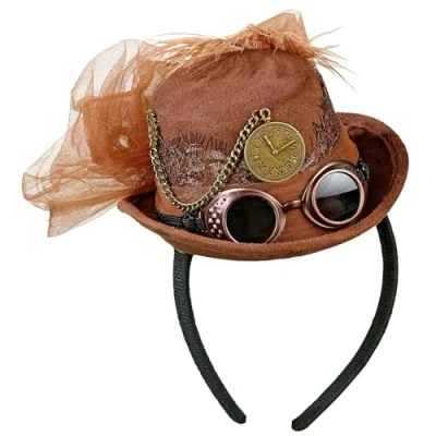Afbeelding van W WIDMANN MILANO Party Fashion 68562 Haarband met mini cilinder, steampunk, in suède look, retro, themafeest, carnaval