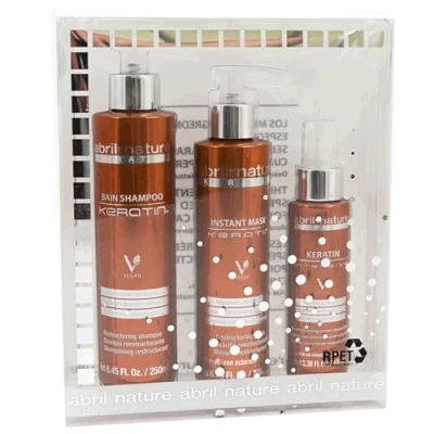 Afbeelding van abril et nature Professionele Haarverzorgingsset Keratin Herstelt en Herstructureert met Ultra Snelle Keratine Pack Shampoo, Masker Serum voor Beschadigd of Breekbaar Haar 550 ml