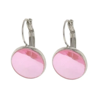 Afbeelding van Behave Oorbellen oorhangers met roze steen 2.5 cm