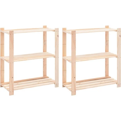 Afbeelding van Opbergrekken 3 laags 2 st 80x38x90 cm massief grenenhout 150 kg