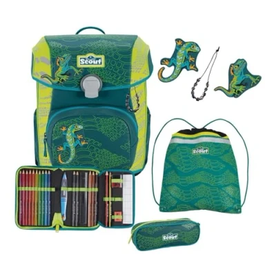 Afbeelding van Scout Schooltas Superflash Extreme Neo Set 4 delig Lizard Donkergroen